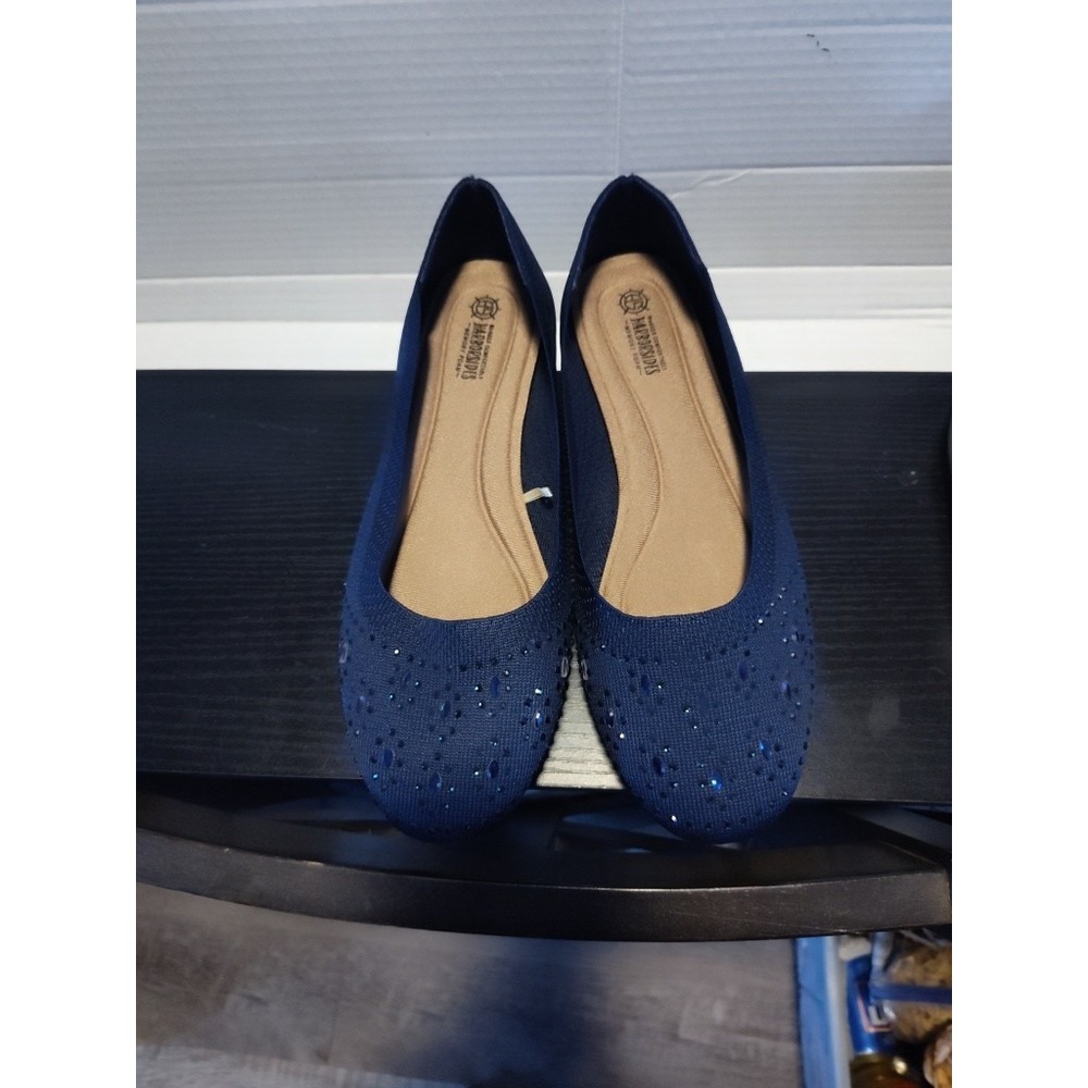 Harborsides Women's 10M Blue Embellished Flats Memory foam